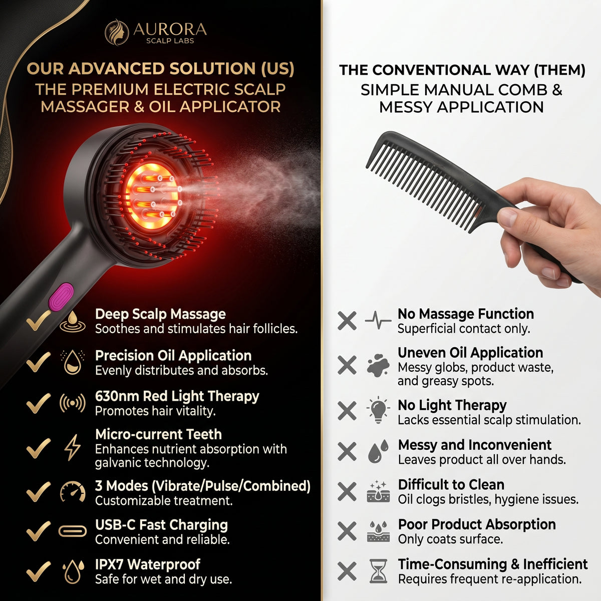 Red Light Head Massager &  Electric Scalp Oil Applicator