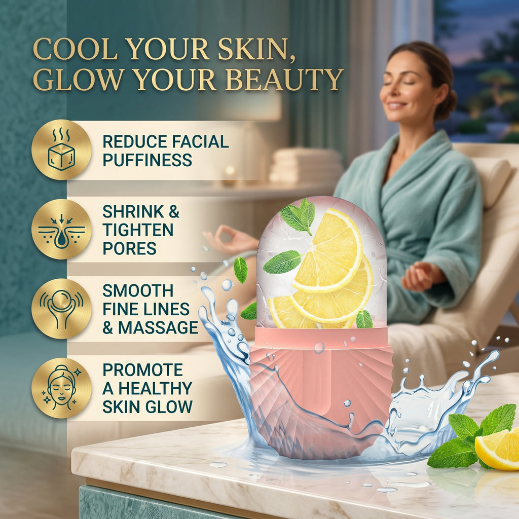 Ice Face Roller – Silicone Ice Cube Facial Massager for Puffiness & Fine Lines