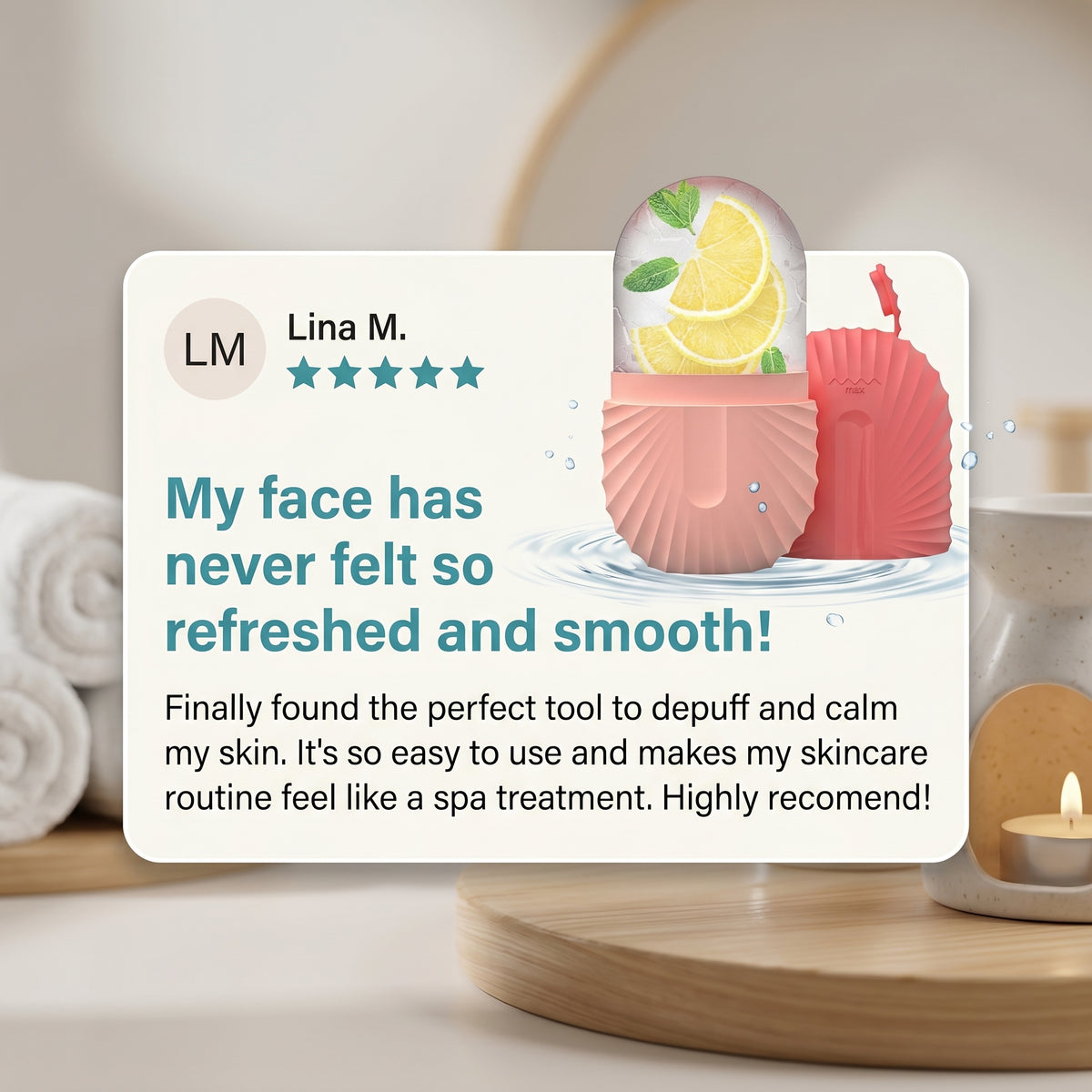 Ice Face Roller – Silicone Ice Cube Facial Massager for Puffiness & Fine Lines
