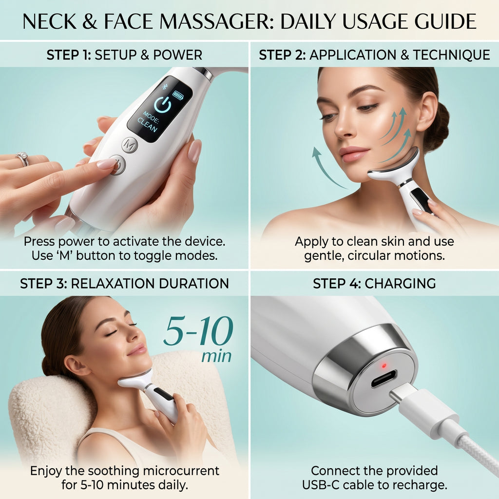 Multifunctional Neck & Face Massager – 7 Modes LED Therapy & EMS