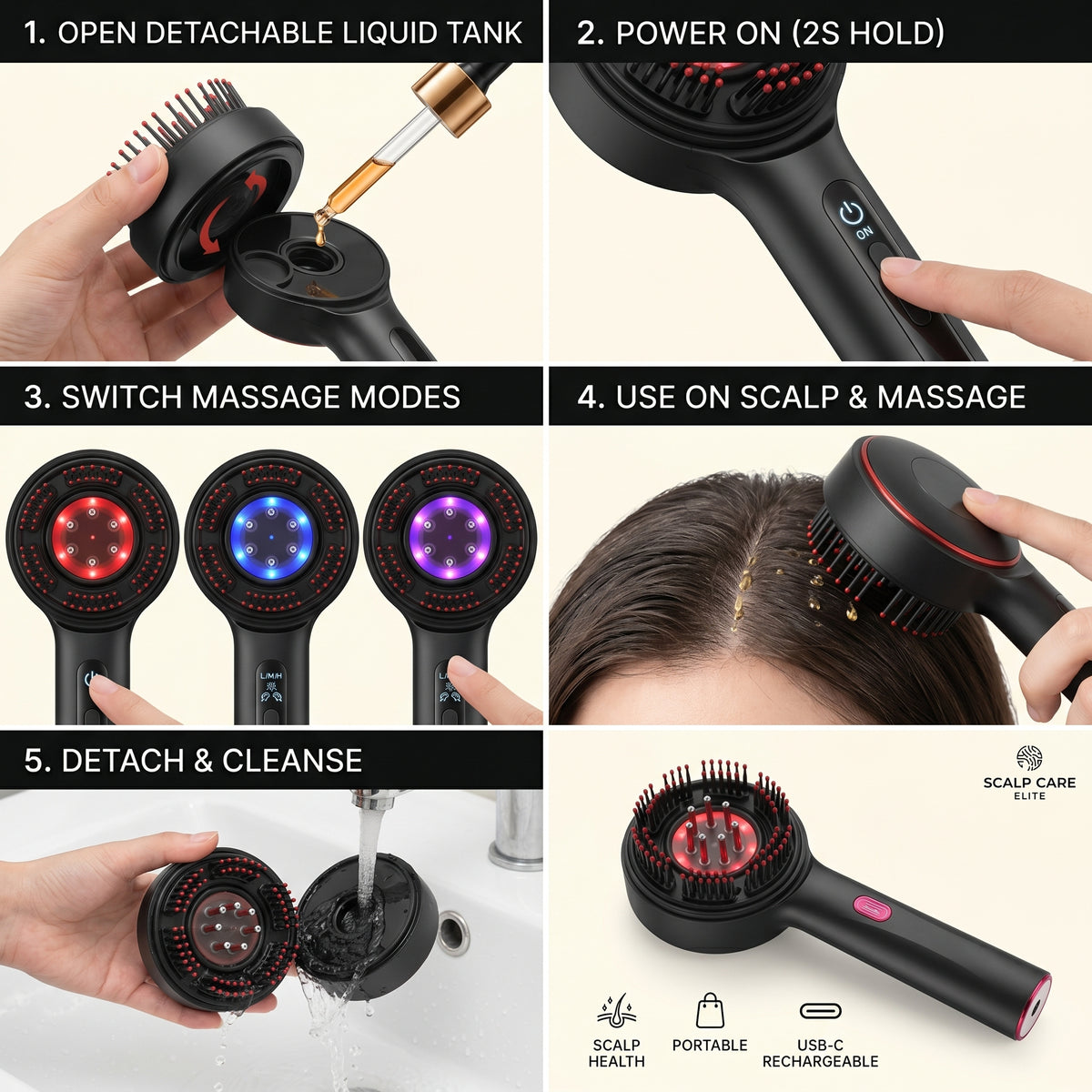 Red Light Head Massager &  Electric Scalp Oil Applicator