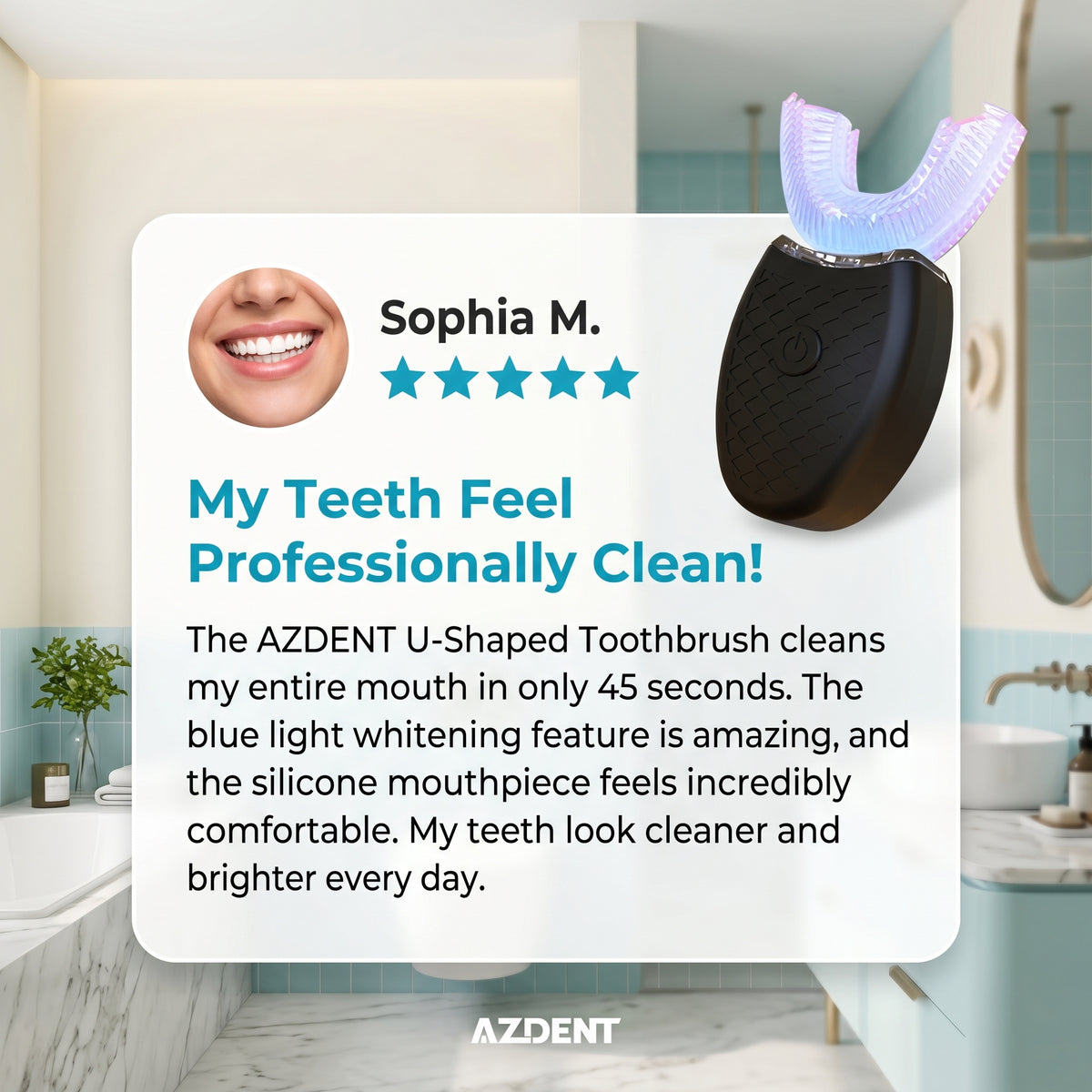 AZDENT 360° U-Shaped Ultrasonic Electric Toothbrush