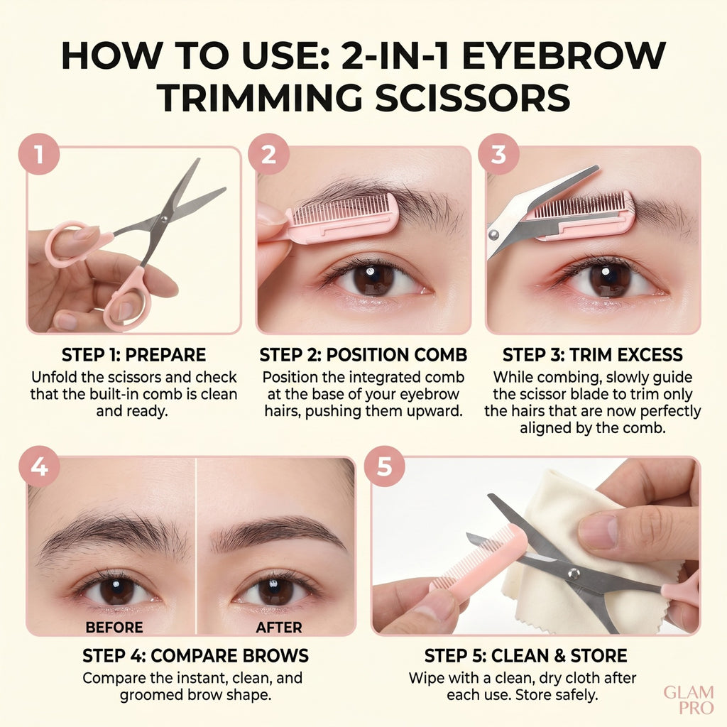 2-in-1 Eyebrow Trimming Scissors with Precision Comb