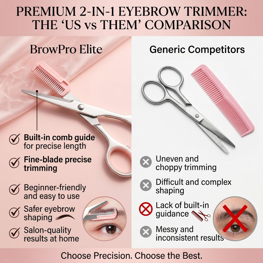 2-in-1 Eyebrow Trimming Scissors with Precision Comb