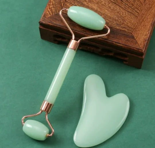 Rose Quartz Facial Roller & Gua Sha – Natural Skin Massage & Anti-Aging Set