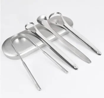 Premium Stainless Steel Tongue Scraper Set – 3-in-1 Oral Hygiene Kit for Fresh Breath