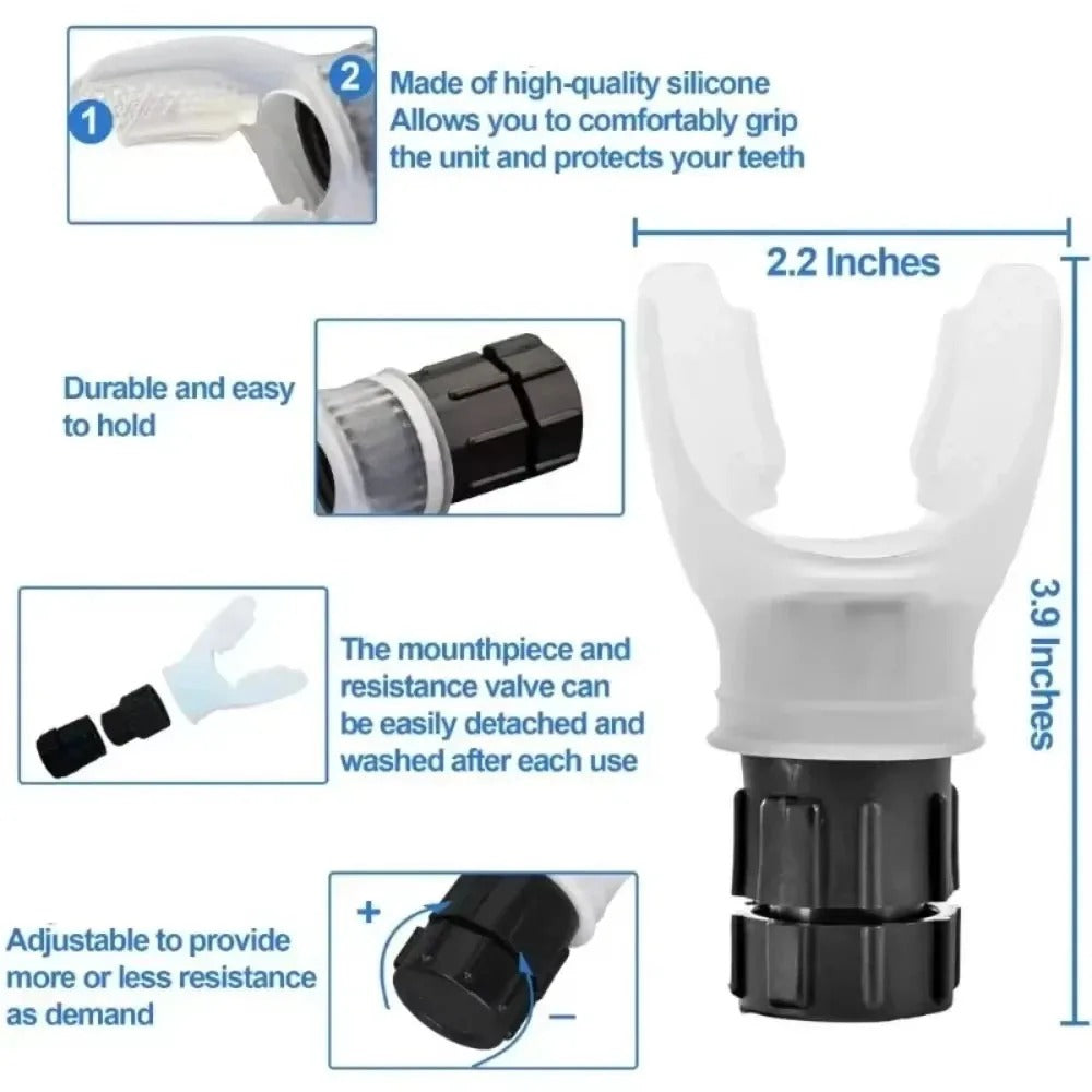 Pulmonary Respiratory Trainer & Lung Capacity Expander | Adjustable Resistance Breathing Exercise Device | High-Performance Inspiratory Muscle Trainer for Athletes, Runners & Singers