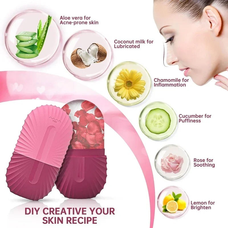 Reusable Silicone Ice Face Roller Mold | Contour & Depuff Facial Ice Massager | Cryotherapy Skin Care Tool for Brightening, Fine Lines & Pore Tightening