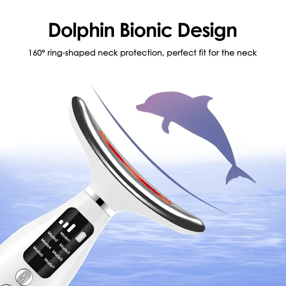 Electric Neck Face Beauty Device | LED Photon Therapy Skin Tightening & Lifting Massager | High-Frequency Sonic Vibration Anti-Wrinkle Double Chin Reducer