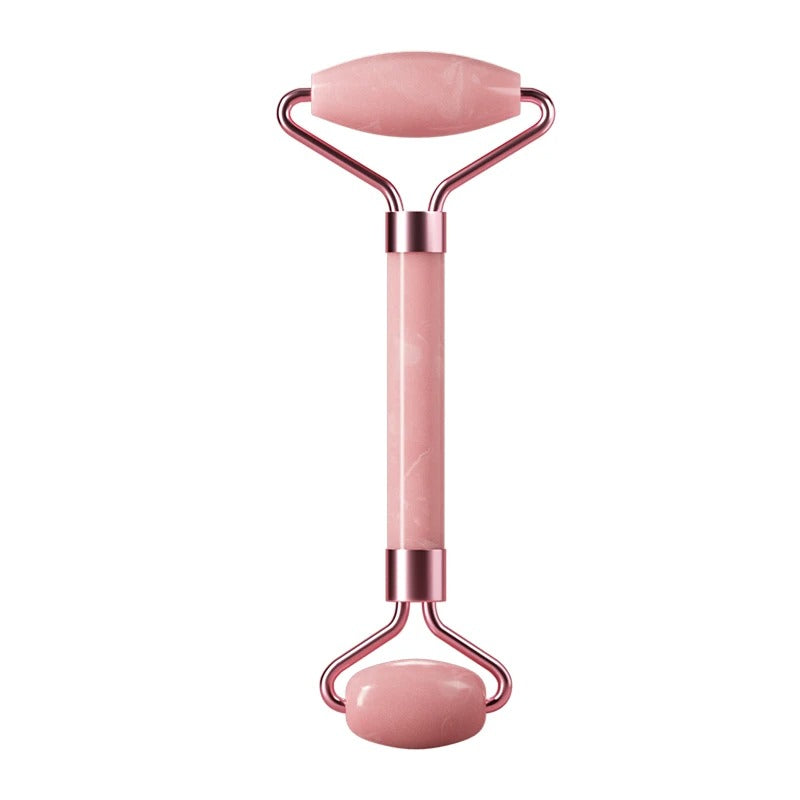 Natural Rose Quartz Jade Roller and Gua Sha Set | Dual-Ended Facial Massager & Heart-Shaped Scraping Plate | Anti-Aging Skin Tightening & Depuffing Beauty Tool Kit