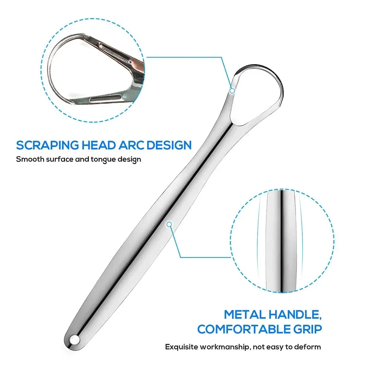 3-Piece Stainless Steel Tongue Scraper Set | Medical-Grade Oral Tongue Cleaners with Travel Case | Fresh Breath Bad Breath Treatment & Oral Hygiene Kit for Adults & Kids