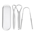 3-Piece Stainless Steel Tongue Scraper Set | Medical-Grade Oral Tongue Cleaners with Travel Case | Fresh Breath Bad Breath Treatment & Oral Hygiene Kit for Adults & Kids