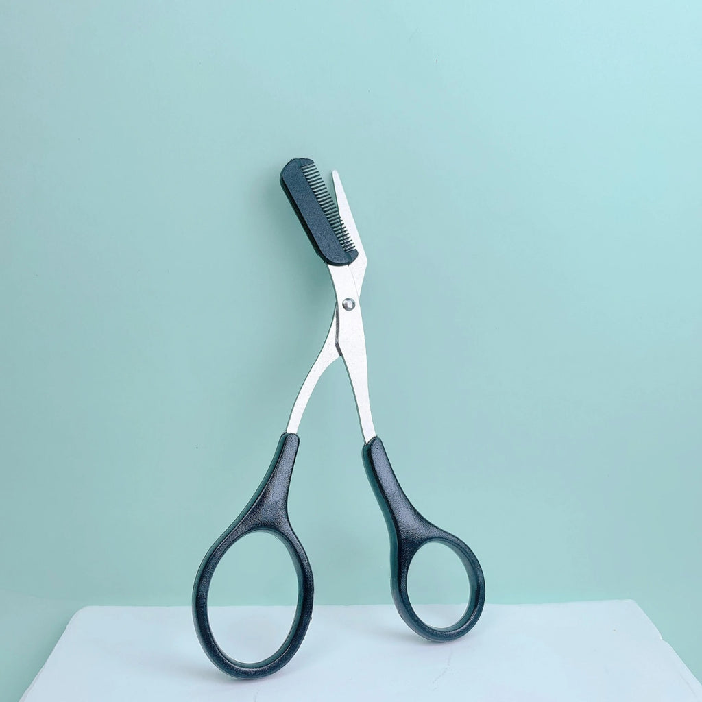 2-in-1 Eyebrow Trimming Scissors with Comb | Stainless Steel Brow Shaping Shears & Grooming Razor | Ergonomic Facial Hair Shaper & Lash Trimmer for Men & Women