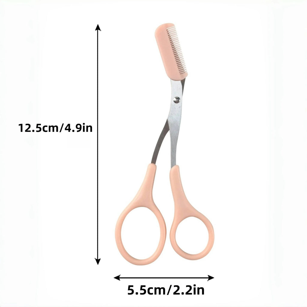 2-in-1 Eyebrow Trimming Scissors with Comb | Stainless Steel Brow Shaping Shears & Grooming Razor | Ergonomic Facial Hair Shaper & Lash Trimmer for Men & Women