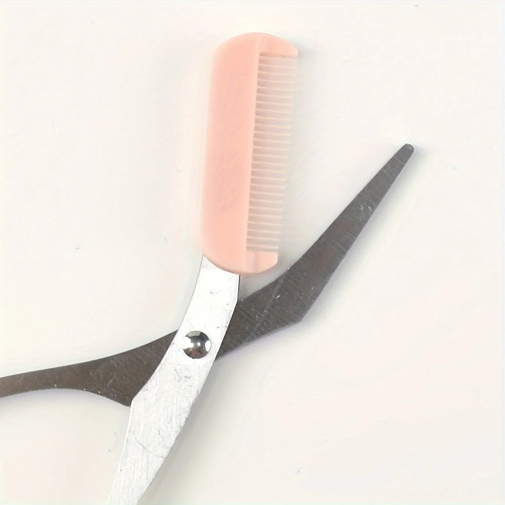 2-in-1 Eyebrow Trimming Scissors with Comb | Stainless Steel Brow Shaping Shears & Grooming Razor | Ergonomic Facial Hair Shaper & Lash Trimmer for Men & Women