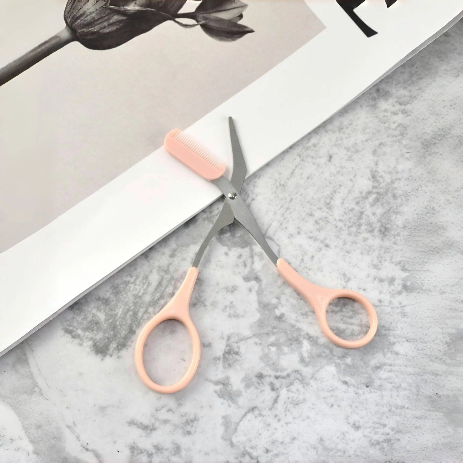 2-in-1 Eyebrow Trimming Scissors with Comb | Stainless Steel Brow Shaping Shears & Grooming Razor | Ergonomic Facial Hair Shaper & Lash Trimmer for Men & Women