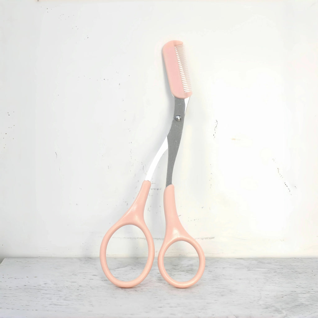 2-in-1 Eyebrow Trimming Scissors with Comb | Stainless Steel Brow Shaping Shears & Grooming Razor | Ergonomic Facial Hair Shaper & Lash Trimmer for Men & Women