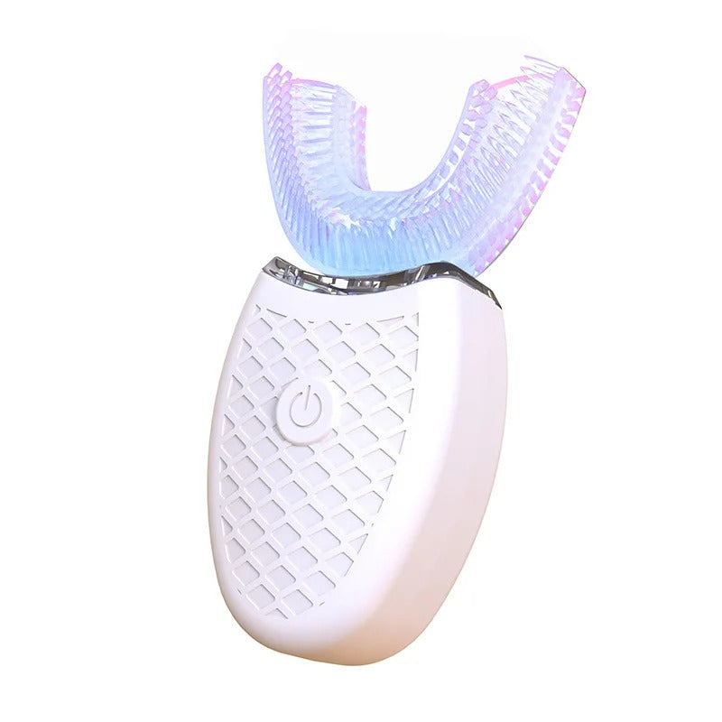 360° Hands-Free Electric Sonic Toothbrush | U-Shaped Automated Silicone Teeth Whitener | USB Rechargeable Waterproof Intelligent Dental Care Brush for Adults