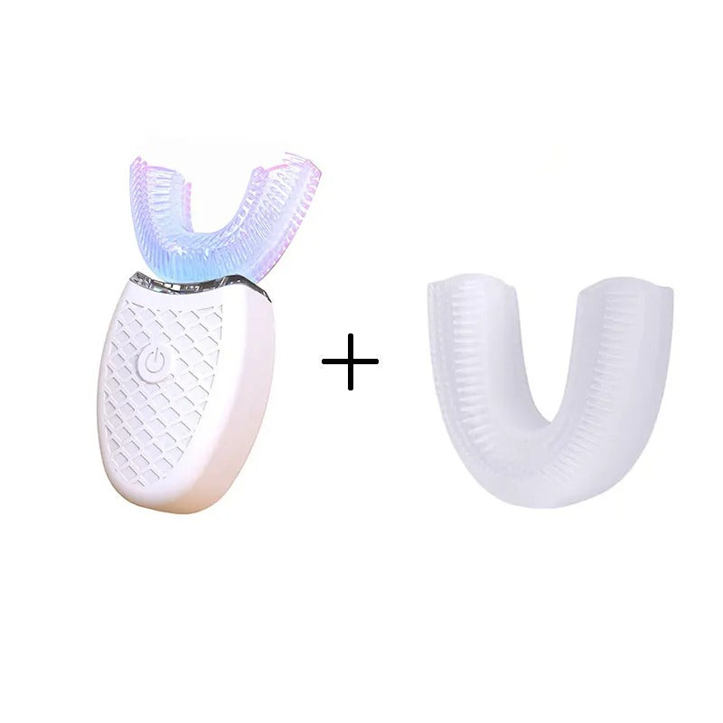 360° Hands-Free Electric Sonic Toothbrush | U-Shaped Automated Silicone Teeth Whitener | USB Rechargeable Waterproof Intelligent Dental Care Brush for Adults