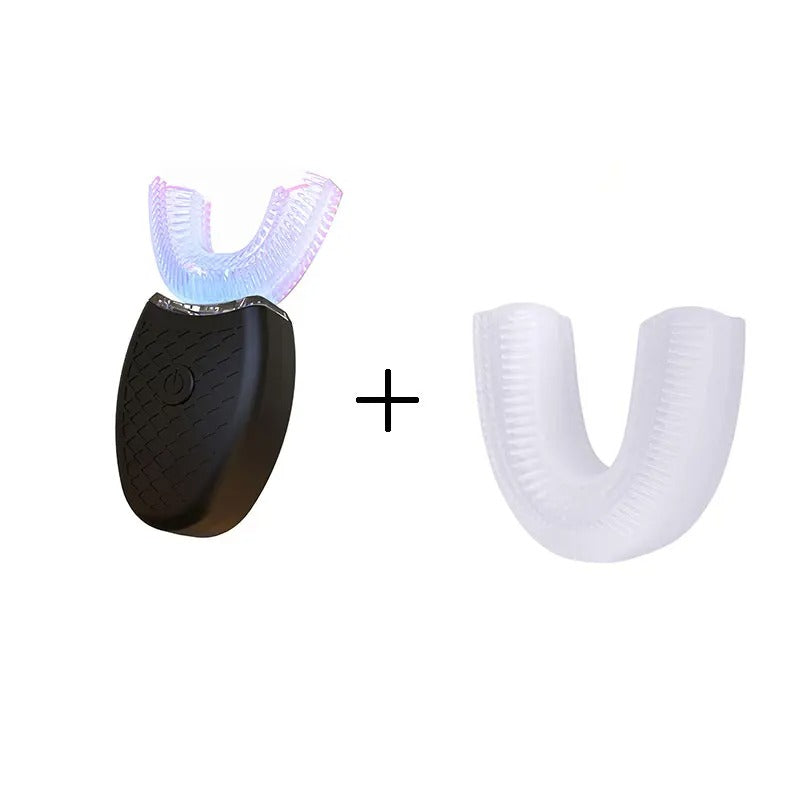 360° Hands-Free Electric Sonic Toothbrush | U-Shaped Automated Silicone Teeth Whitener | USB Rechargeable Waterproof Intelligent Dental Care Brush for Adults