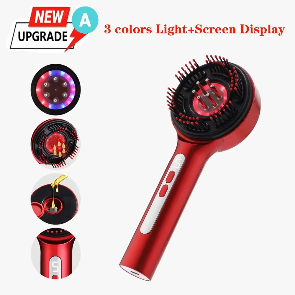Electric Red Light Therapy Scalp Massager Brush | 3-in-1 Hair Growth Serum Liquid Applicator | High-Frequency Sonic Vibration Detangling Comb for Hair Regrowth & Anti-Hair Loss