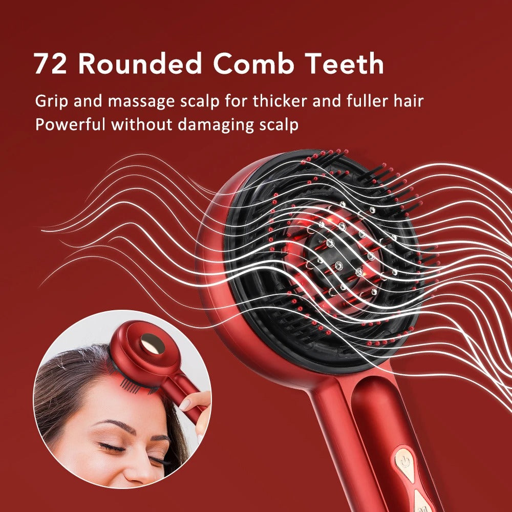 Electric Red Light Therapy Scalp Massager Brush | 3-in-1 Hair Growth Serum Liquid Applicator | High-Frequency Sonic Vibration Detangling Comb for Hair Regrowth & Anti-Hair Loss