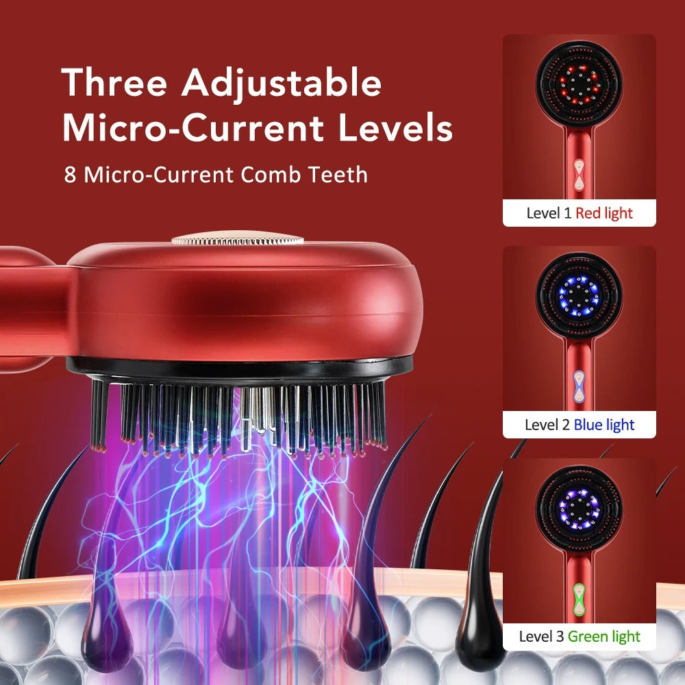 Electric Red Light Therapy Scalp Massager Brush | 3-in-1 Hair Growth Serum Liquid Applicator | High-Frequency Sonic Vibration Detangling Comb for Hair Regrowth & Anti-Hair Loss