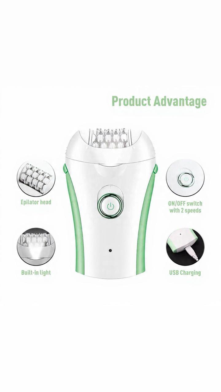 Rechargeable Cordless Hair Epilator for Women | 2-Speed Electric Facial & Body Hair Remover | Portable Hair Pulling Shaver with Built-In LED Light & USB Charging