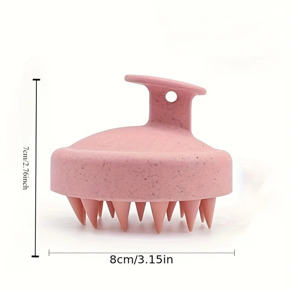 Eco-Friendly Silicone Scalp Massager & Shampoo Brush | Ergonomic Wheat Straw Dandruff Scrubber & Hair Growth Stimulator