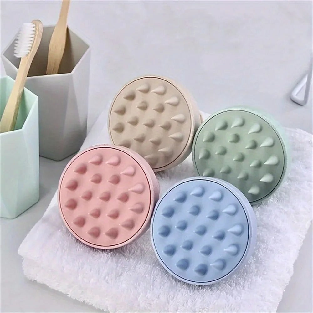 Eco-Friendly Silicone Scalp Massager & Shampoo Brush | Ergonomic Wheat Straw Dandruff Scrubber & Hair Growth Stimulator